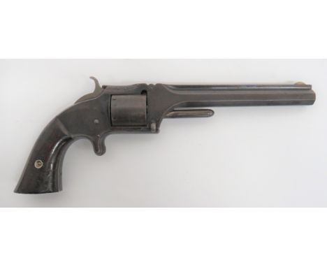 Smith &amp; Wesson No 2 Army Rimfire Revolver obsolete calibre. .32 RF, 6 inch, fluted octagonal blued barrel. White metal bl
