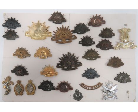 Selection of Australian Badges cap consist brass KC Australian Commonwealth Military Forces ... Anodised QC Australian Army .