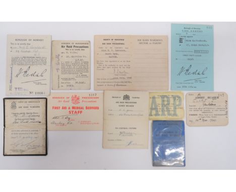 Good Selection of ARP Warden ID Cards including County of Hereford ... Borough of Twickenham ... Barnet Urban District Counci