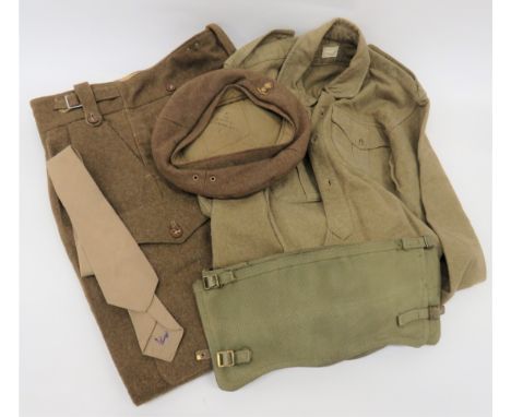 Small Selection of Uniform Items consisting khaki woollen, General Service beret. Interior with maker's details and date 194*