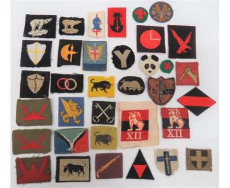 Good Selection of Formation Badgesincluding printed 19th Indian Div ... Printed 4th Indian Div ... Bullion embroidery 14th Ar