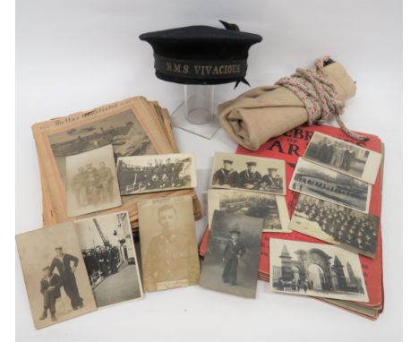 WW2 HMS Vivacious Sailor's Cap blue sailor's cap with cap tally HMS Vivacious. Inner J Compton &amp; Son paper label. Some mo