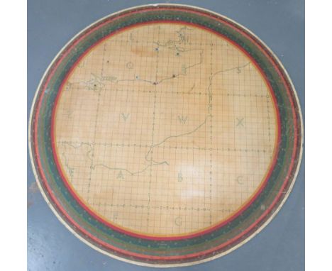 Rare Possibly Unique Aircraft Plotting Table circular table top. The edge with various scale markings for Kingsdown, Farningh