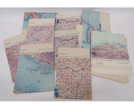 Selection of WW2 Army/Air Maps of Europe including the Aegean ... Trieste-Budapest ... Roma ... Sarajevo ... Marseille-Nice .