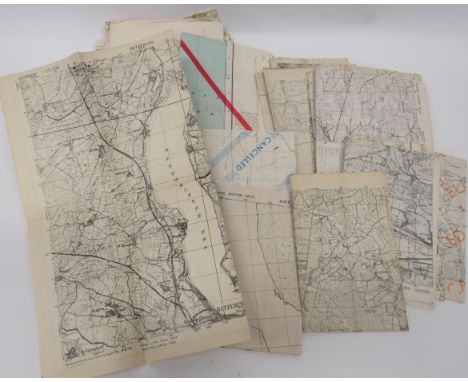 Good Set of Overprinted Army of Occupation Maps of Germany captured German maps of Europe and the UK with Cancelled to them a