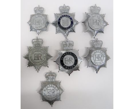 Selection of Police Helmet Plates consisting plated and enamel, QC Metropolitan Police ... Plated and enamel, Suffolk Constab