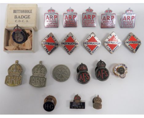 Twenty Various Home Front Lapel Badges consisting 2 x gilt and enamel, KC Home Guard ... 2 x silvered and enamel, KC AFS ... 