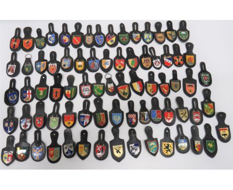 Quantity of West German Bunderswehr Breast Tabs chrome and enamel badges set on leather breast tabs including Airborne ... Lu