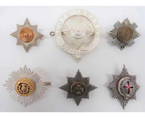 Small Selection of Guards Badges consisting silvered and enamel Coldstream Guards (brooch fitting) ... Silvered, gilt and ena