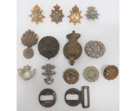 Small Selection of Badges Including Victorian including cast brass, Vic crown General Service horse bit mount ... White metal