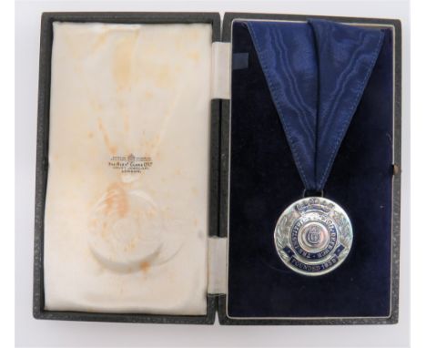 Institute of Civil Defence Award silver hallmarked Birmingham 1949-50 By Alexander Clark &amp; Co medallion with enamel decor