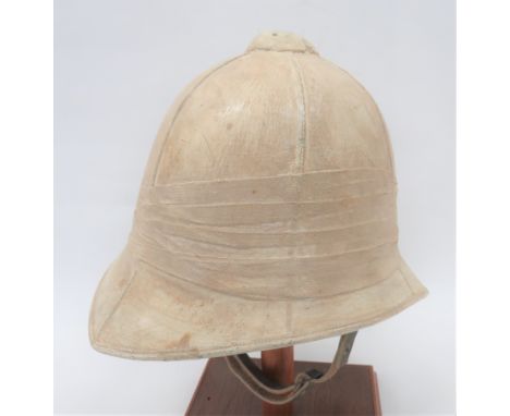 19th Century Style British Musician's Foreign Service Helmet white blancoed linen, six panel, high crown. Pointed front peak 