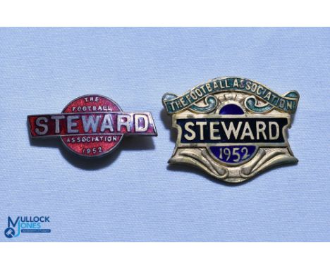 2 x 1952 The Football Association Steward FA Enamel Badges, both pin backed (2)