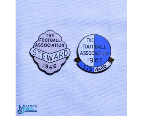 1966 + 1967 The Football Association Steward FA Enamel Badges, both pin backed (2)