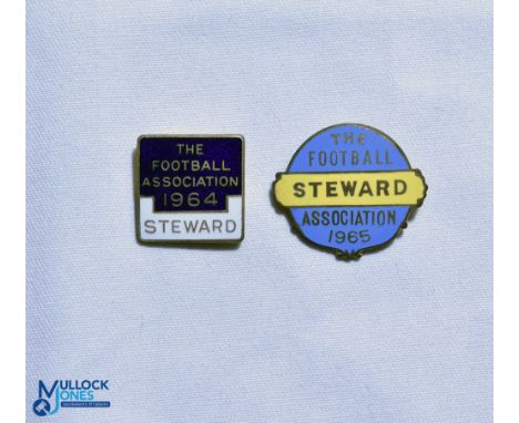 1964 + 1965 The Football Association Steward FA Enamel Badges, both pin backed (2)