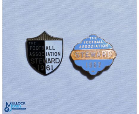 1961 + 1962 The Football Association Steward FA Enamel Badges, both pin backed (2)