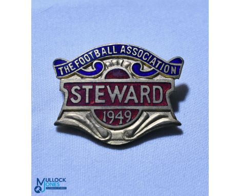 1949 The Football Association Steward FA Enamel Badge, pin back