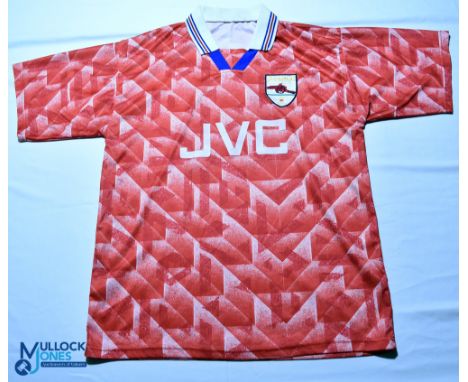 1990s Arsenal FC football shirt - #10 Bergkamp - JVC. Size XL, red, short sleeves. G