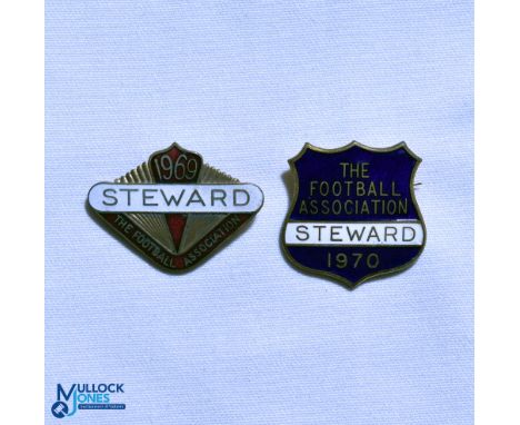 1969 + 1970 The Football Association Steward FA Enamel Badges, both pin backed (2)