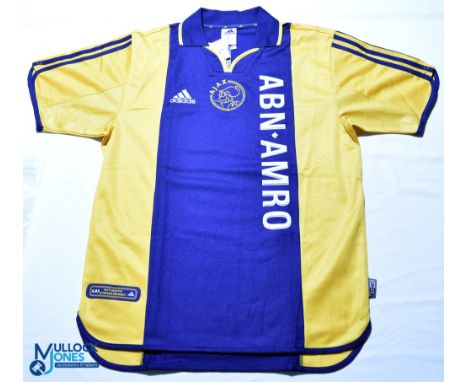 2000-2001 Ajax FC Away Football shirt. Adidas / Abn-Amro. Size S. Yellow short sleeves with tags.