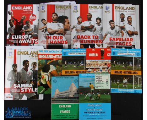 Collection of England international home match programmes 1977 Italy, Netherlands x 2, 1976 Finland, 1974 France (schools), 1