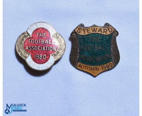 1980 Spring Autum The Football Association Steward FA Enamel Badges, both pin backed (2)