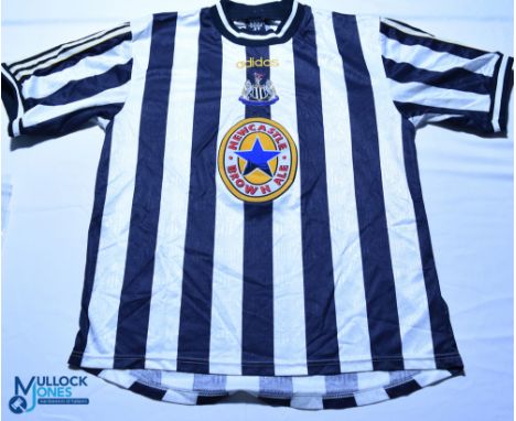 1997-1999 Newcastle United FC Home football shirt - Adidas / Newcastle Brown Ale. Size L, short sleeves