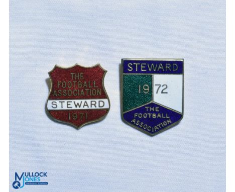 1971 + 1972 The Football Association Steward FA Enamel Badges, both pin backed (2)