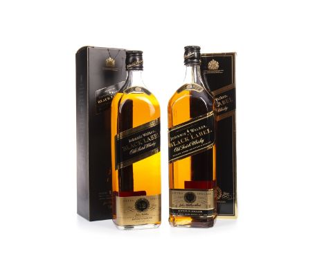 JOHNNIE WALKER BLACK LABEL AGED 12 YEARS (2) Blended Scotch Whisky One litre, 43% volume, in carton. Two bottles.