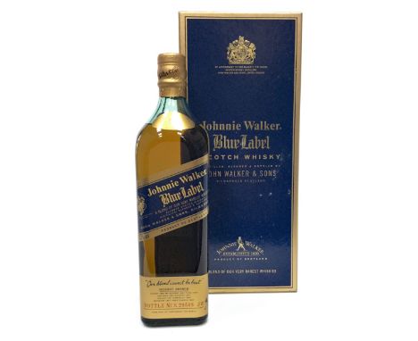 JOHNNIE WALKER BLUE LABEL Blended Scotch Whisky 75cl, 43% volume, in box.