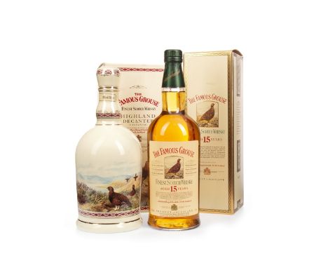 FAMOUS GROUSE HIGHLAND DECANTER Blended Scotch Whisky 70cl, 40% volume, in carton. FAMOUS GROUSE AGED 15 YEARS Blended Scotch
