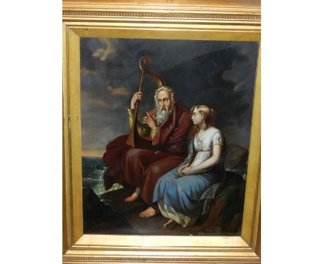 Late 19th century Northern European school. An allegorical figural study of Bragi and  Idun, depicting a young girl listening