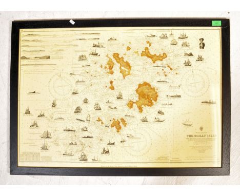 A vintage 20th Century print of The Scilly Isles. Printed for the Man of War, Strand, St Mary's Isles of Scilly. England - We