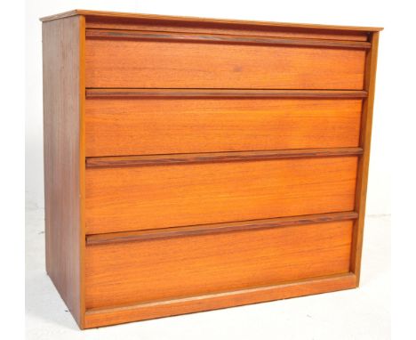 Austin Suite&nbsp; - A vintage retro mid 20th century circa. 1960's teak wood chest of drawers having a bank of four drawers,