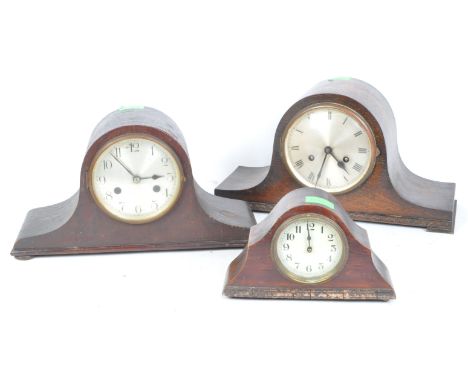 A collection of three 20th century circa. 1930's mantle clocks.&nbsp;To include a French Japy Freres mahogany cased miniature