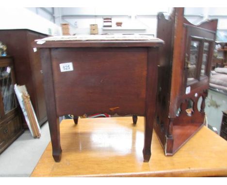 A mahogany commode complete with pot liner.
