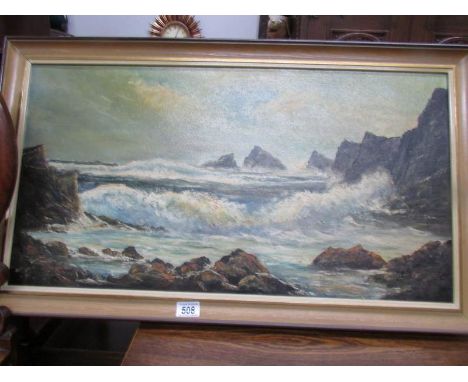 An oil on canvas seascape signed D A Everitt.