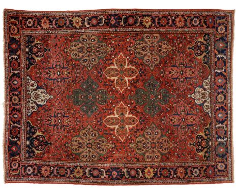 Good Feraghan Mahal Carpet West Persia The terracotta field with an allover design of angular vines and large polychrome flow