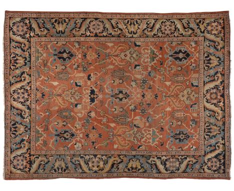 Fine Old Sultanabad Carpet West Persia The terracotta field with an allover lattice design of large plants enclosed by wide i