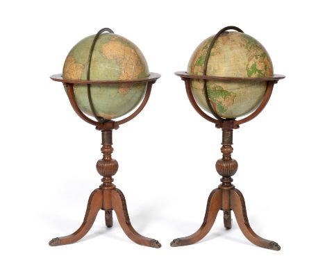 American Interest: A Pair of Early 20th Century 16'' Political and Physical Globes, by J Paul Goode, the Political Globe name