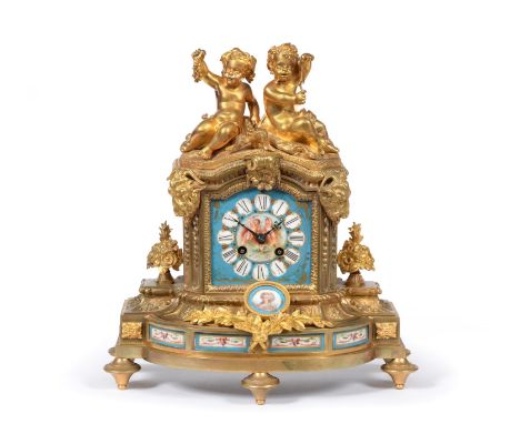 An Ormolu and Porcelain Mounted Striking Mantel Clock, retailed by Le Roy & Fils, London and Palais Royal Paris, circa 1880, 