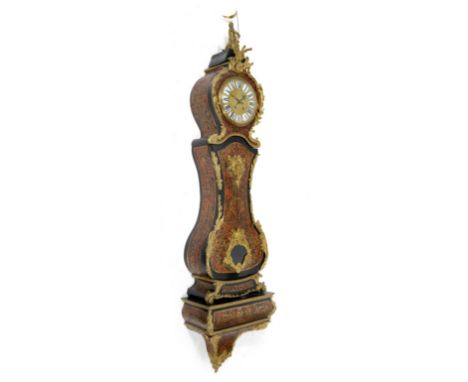 A Large ''Boulle'' Striking Wall Clock, circa 1880, waisted bombe case surmounted by the figure of Chronos, bordered with gil