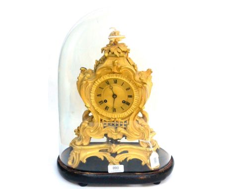 An Ormolu Striking Mantel Clock, circa 1870, scroll decorated case, pierced side frets, 3-1/2-inch dial with Roman numerals a