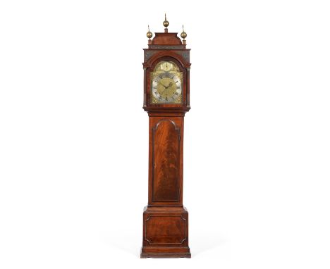 A Good Month Going Chiming Centre Seconds Longcase Clock, signed Samuel Norton, Yarmouth, circa 1770, caddied pediment with b