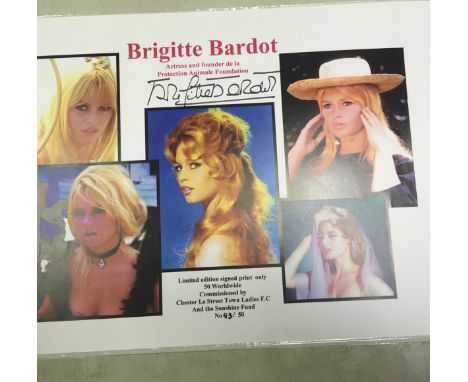 Brigitte Bardot: Autographed on 30 x 42 cm Limited Edition of 50 Signed Print. Cat £125