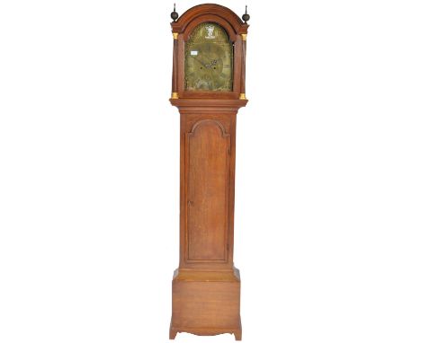 An antique 18th Century Georgian English oak cased 8 day longcase grandfather clock by John Hill of Wisbech. The oak case hav