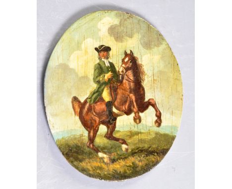 An antique 18th Century English oil on board portrait miniature painting study of a gentleman wearing a Tricorn hat in formal