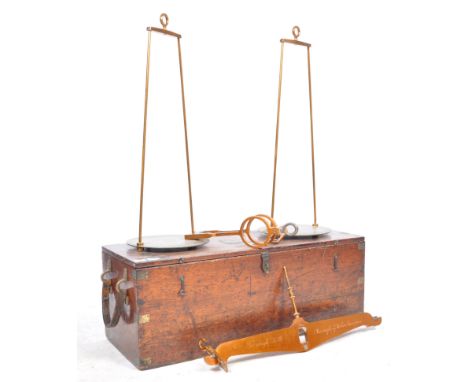 An impressive set of 19th Century Victorian cased ' Standard Scale ' Avery hanging brass balance scales to weigh 56lbs. Origi