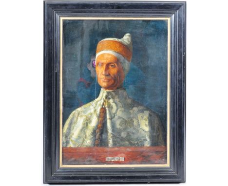 After Bellini Giovanni (1430-1516) - An antique oil on canvas Italian Renaissance portrait study painting depicting Doge Leon