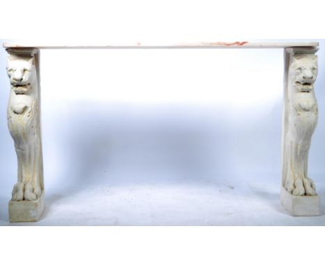 An impressive 20th Century antique style marble and plaster console table / side table or hall table having a white and pink 